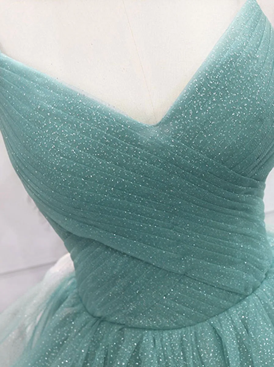 Quinceanera Dresses V Neck Tulle Long Prom Dresses Sweet Dresses