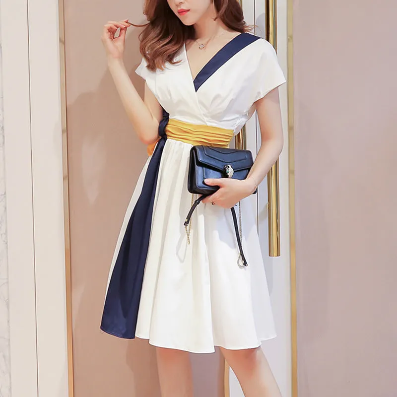 "FASHION V-NECK SLEEVELESS" DRESS D052915