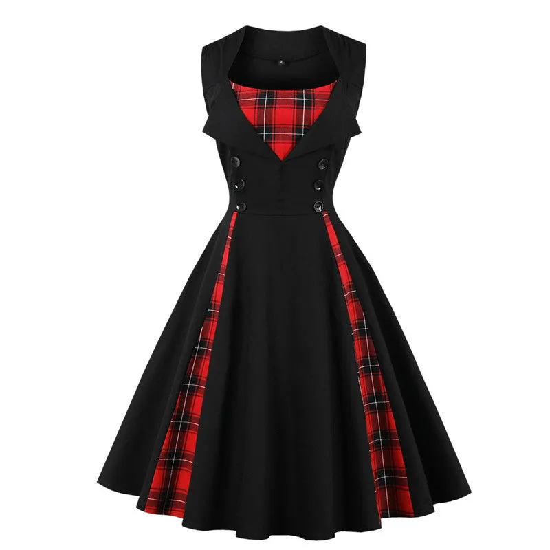 "SLEEVELESS PLAID" DRESS H042301