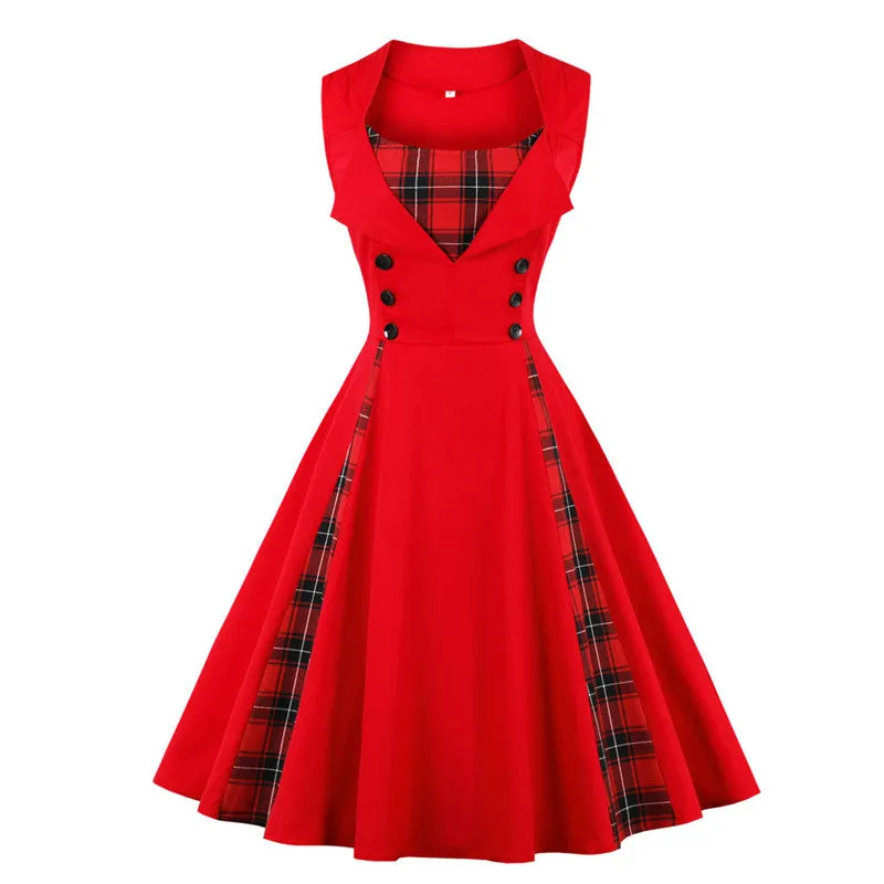 "SLEEVELESS PLAID" DRESS H042301