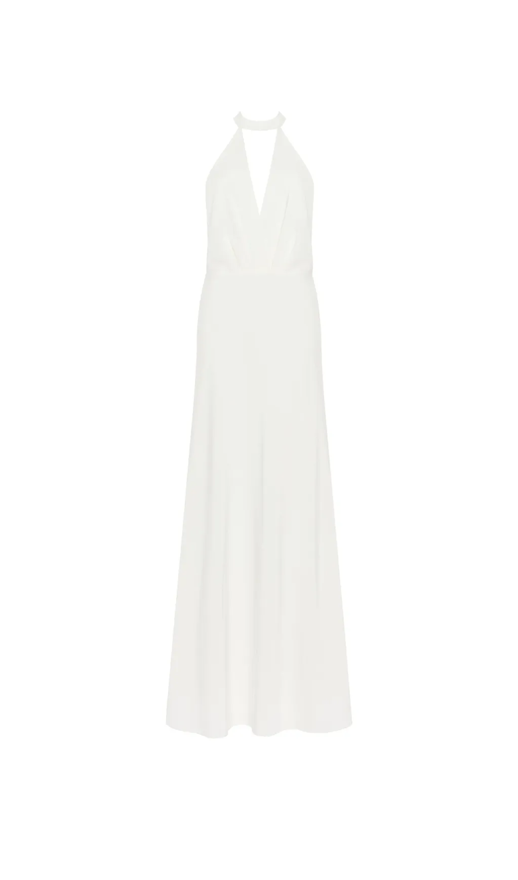 RACHEL WHITE HALTER SATIN BACK CUTOUT MAXI DRESS
