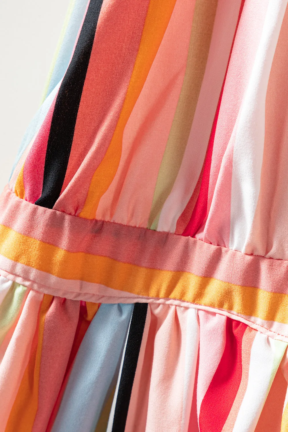 Rainbow Stripe Ruffles Tiered Dress