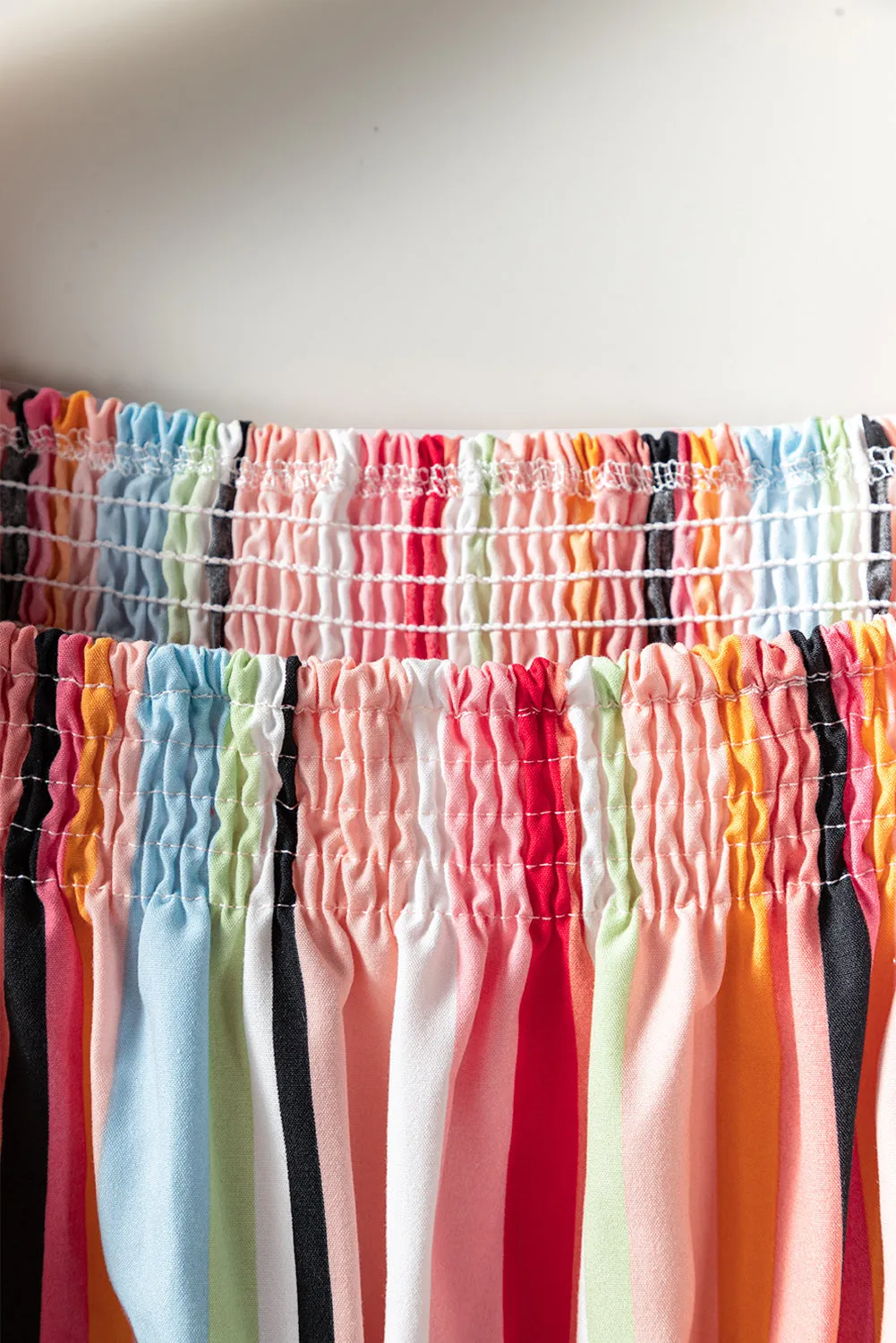 Rainbow Stripe Ruffles Tiered Dress