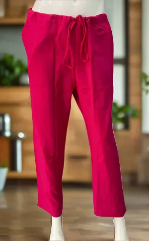 Rani Pink Straight Pants . Pure Cotton Fabric | Laces and Frills