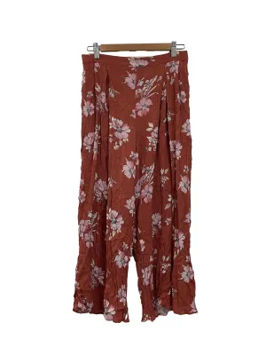 Red Floral Pleated Culottes