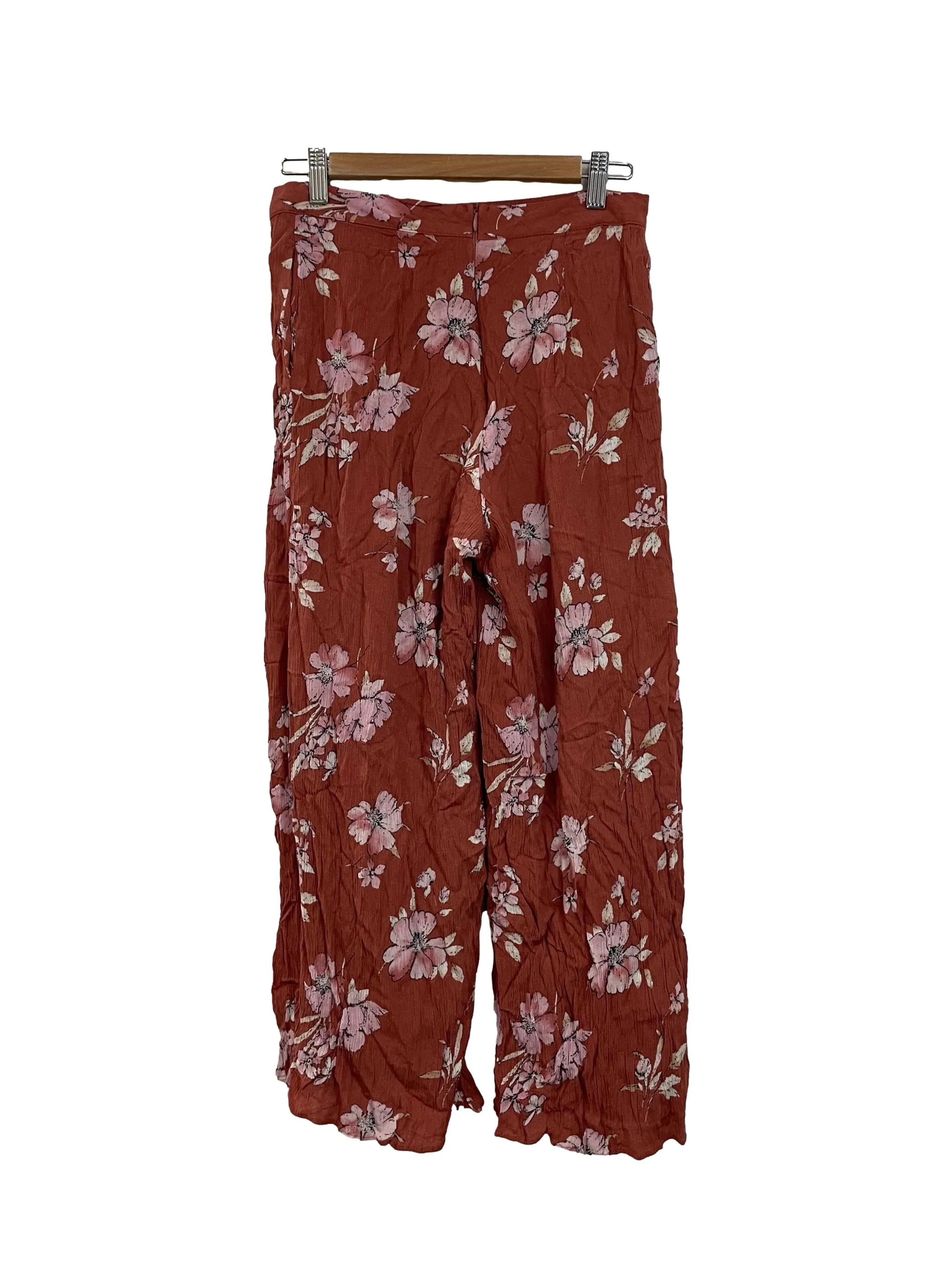 Red Floral Pleated Culottes