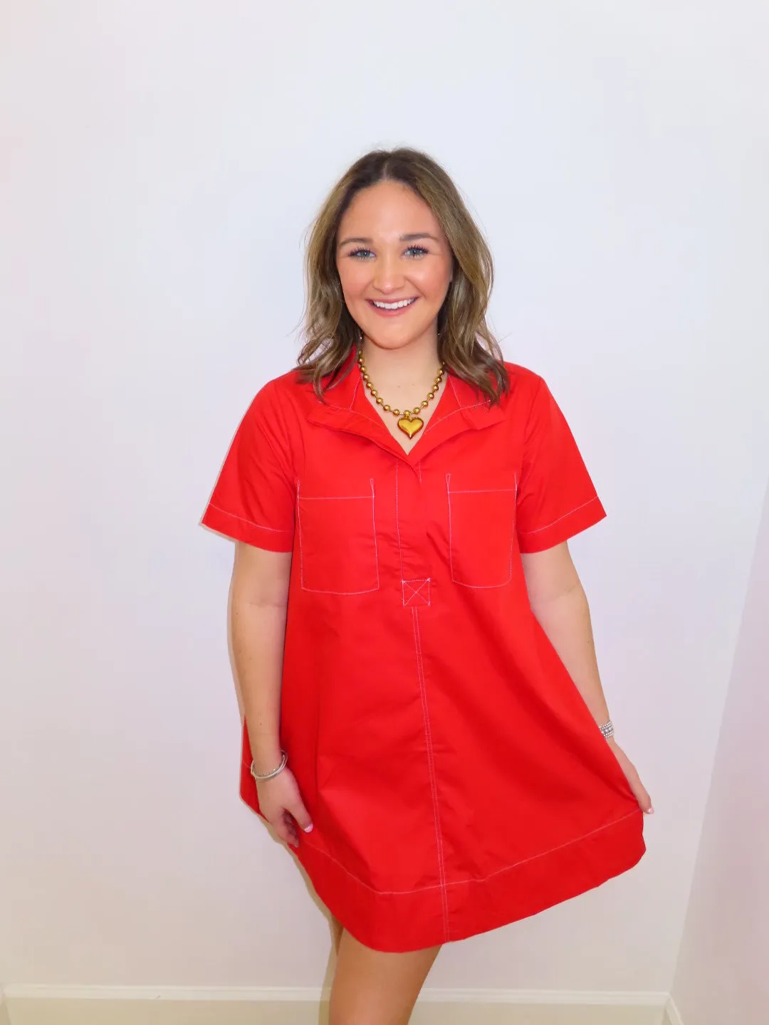 Red Shift Dress