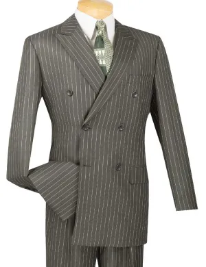 Regular Fit Double Breasted Stripe 2 Piece Suit (Charcoal) DSS-4