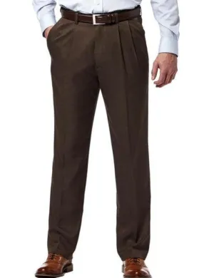 Regular Leg Pleated Pre-Hemmed With Cuffs Dress Pants (Brown) OP-900