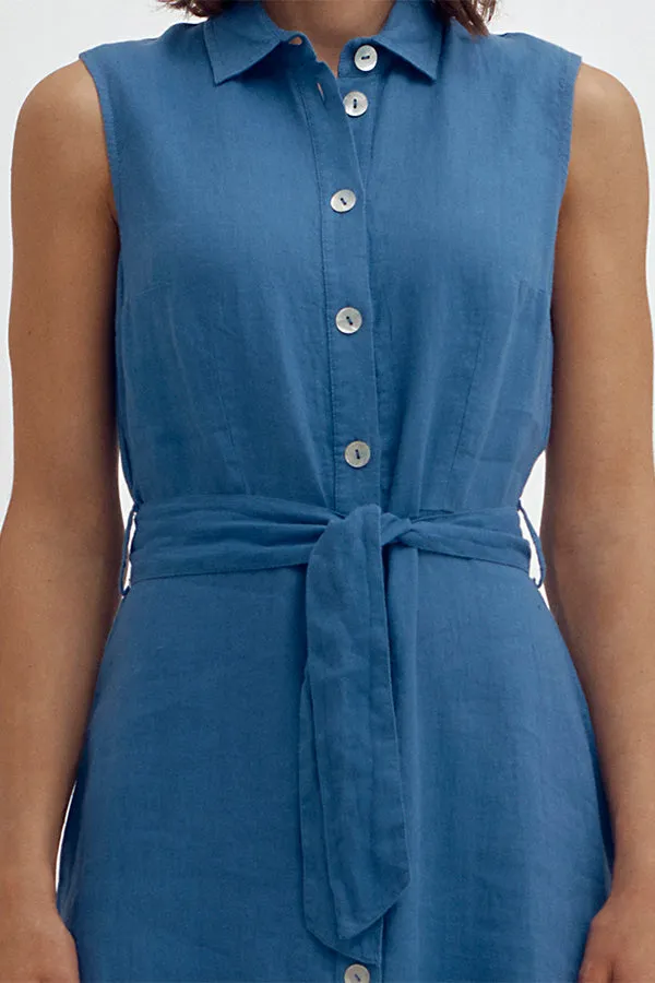 RHUBARBE SLEEVELESS LINEN DRESS