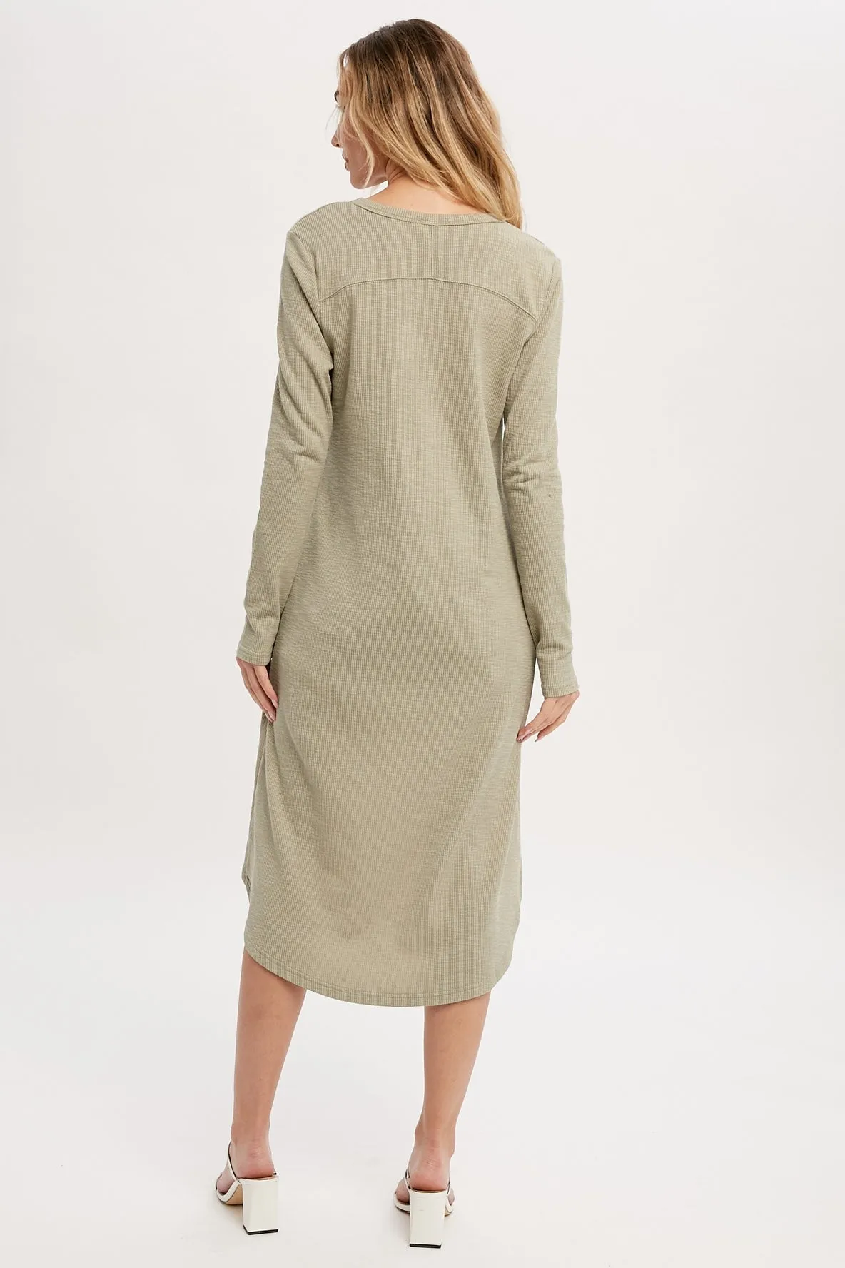 Ribbed Button Up Hi-Lo Cardigan