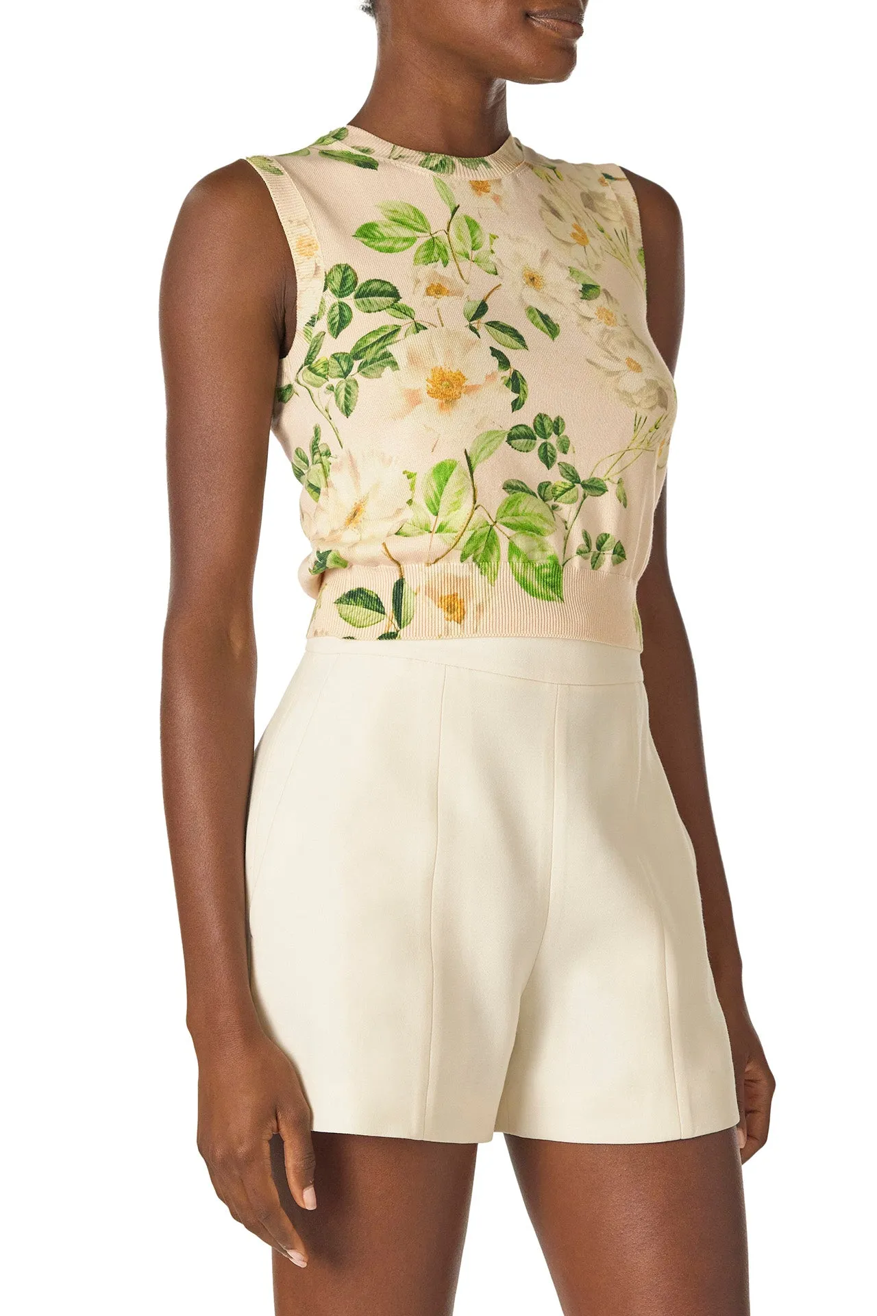 Rose Printed Knit Shell
