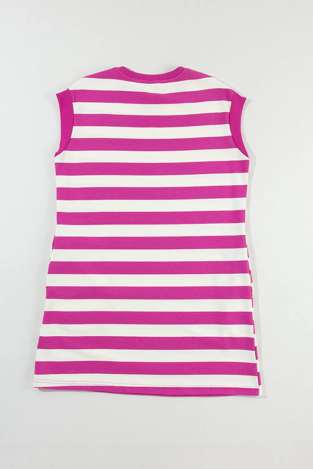 Rose Stripe Cap Sleeve Pocketed Shift T-shirt Dress