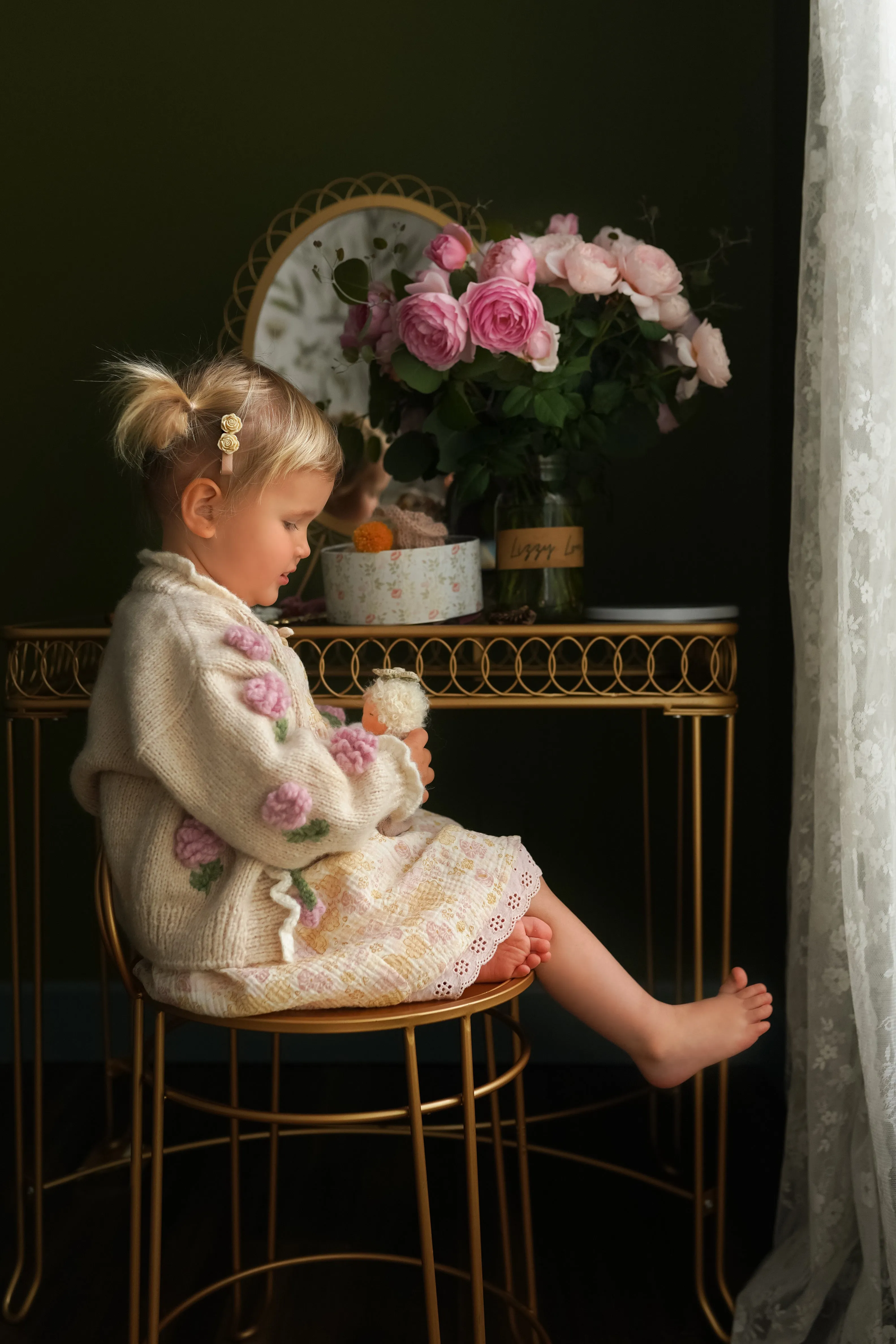 Roses cardigan | Wheat