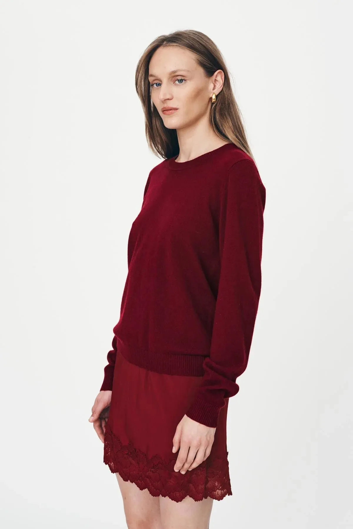 Rowie the Label Axel Merino Knit Top - Merlot Red