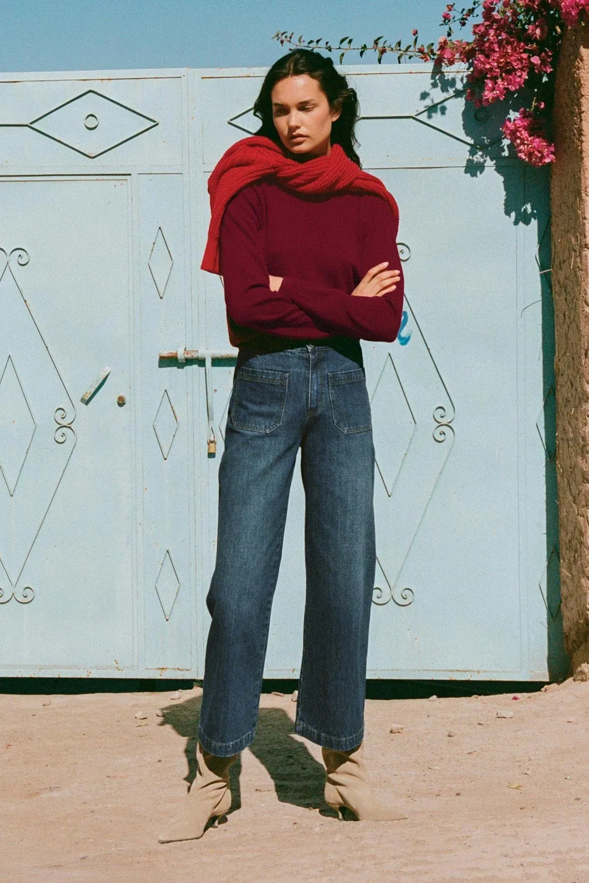 Rowie the Label Axel Merino Knit Top - Merlot Red