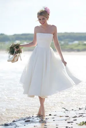 Roycebridal Ivory Lace A-line Tea-length Short Wedding Dresses, Bridal Gown, MW631