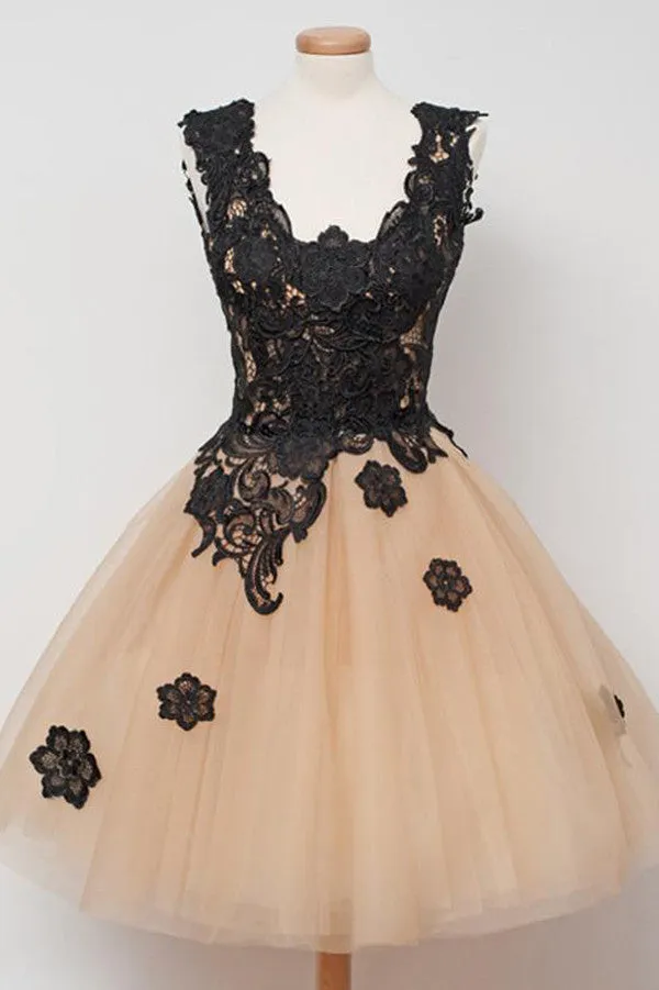 Roycebridal Tulle Ball Gown Sleeveless Short Prom Dresses