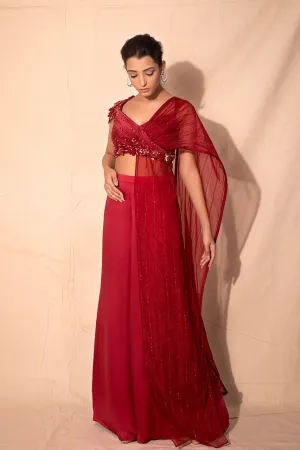 Ruby Red Pants & Blouse Set