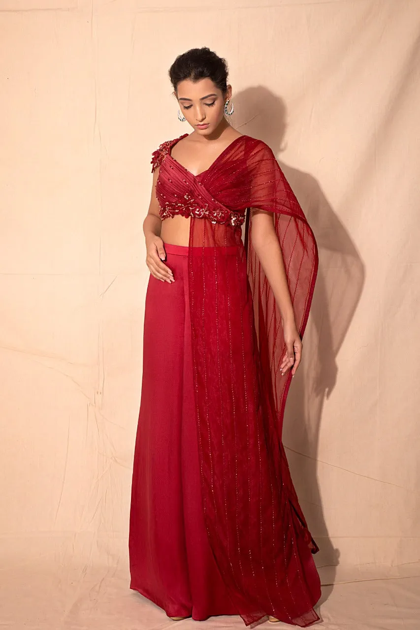 Ruby Red Pants & Blouse Set
