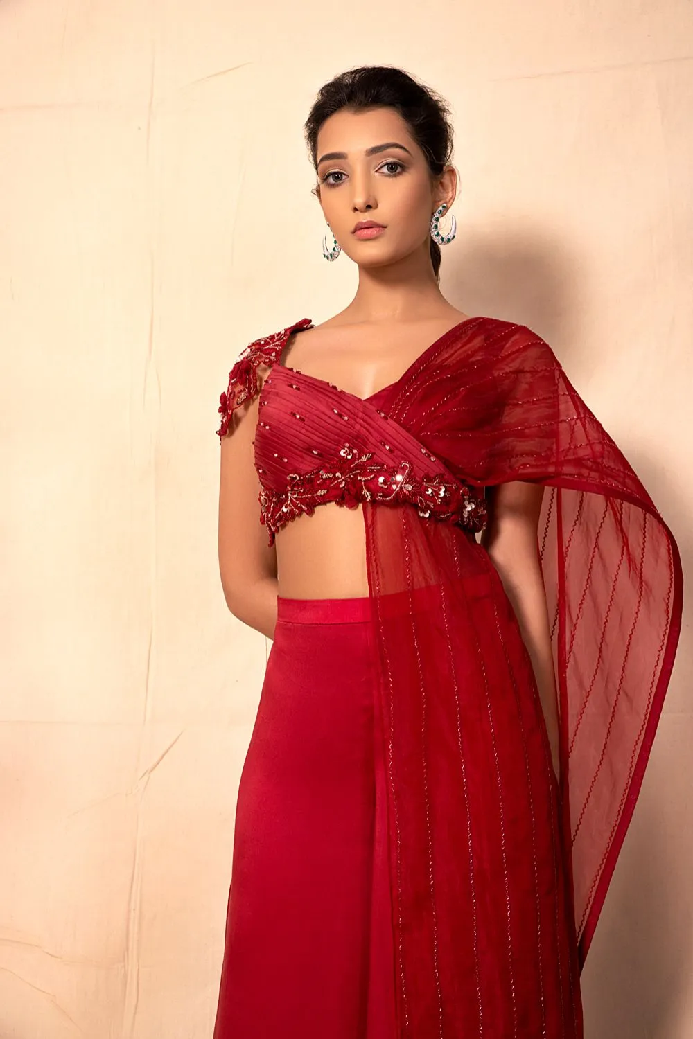 Ruby Red Pants & Blouse Set