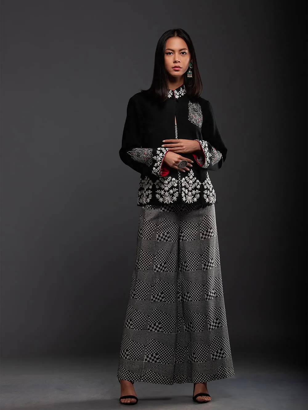 Sanskar by Sonam Dubal - Black And White Check Printed Pants