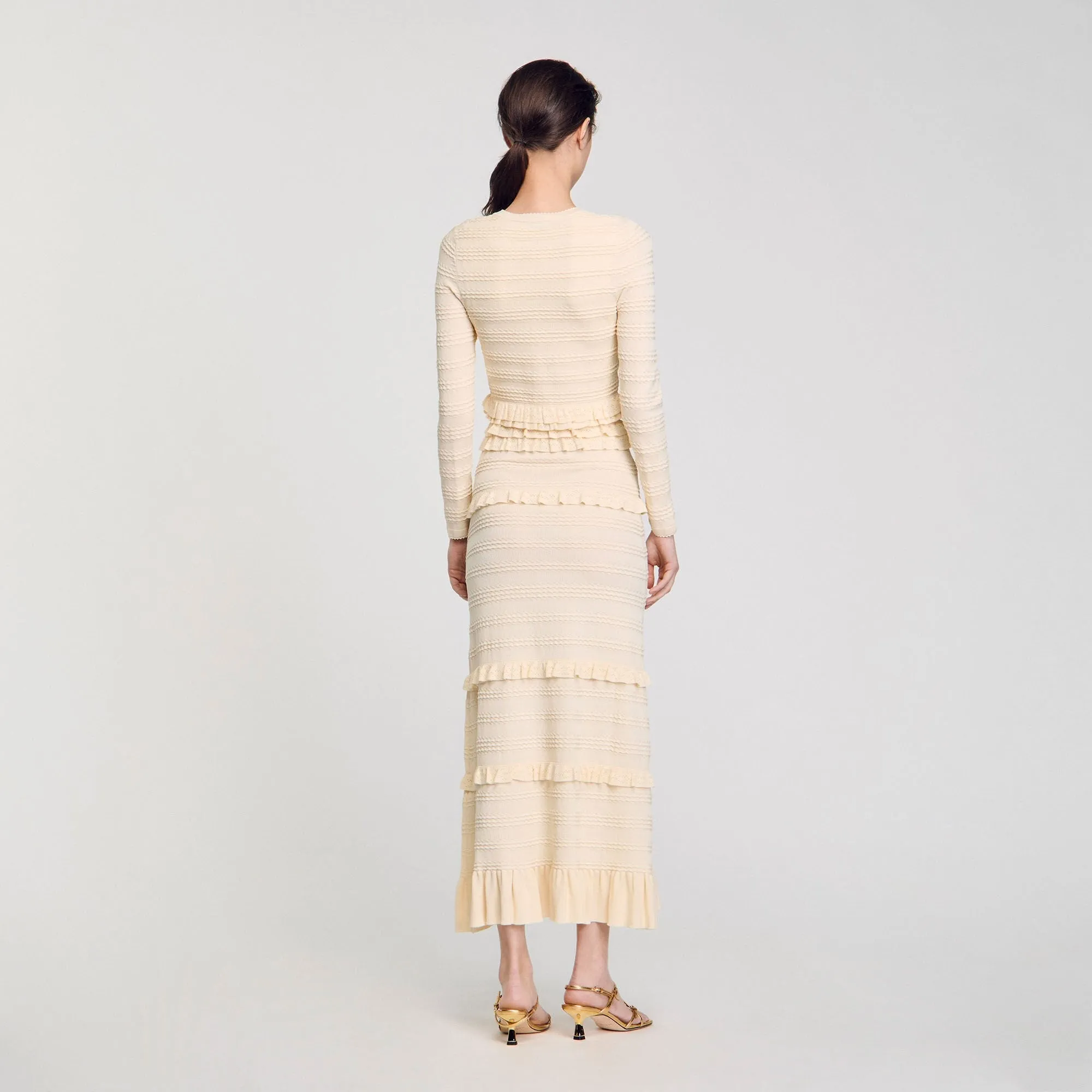Saphir Ruffled Cardigan Ecru