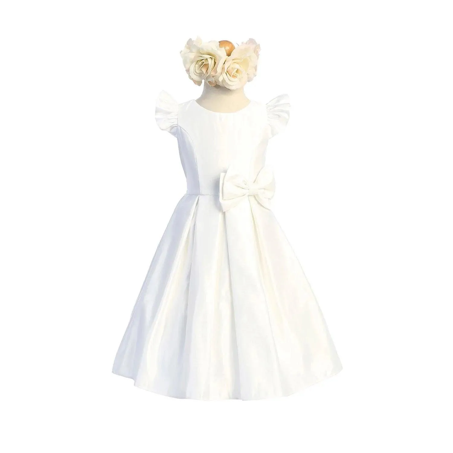 Satin pleated flutter sleeve with bow detail - SK930