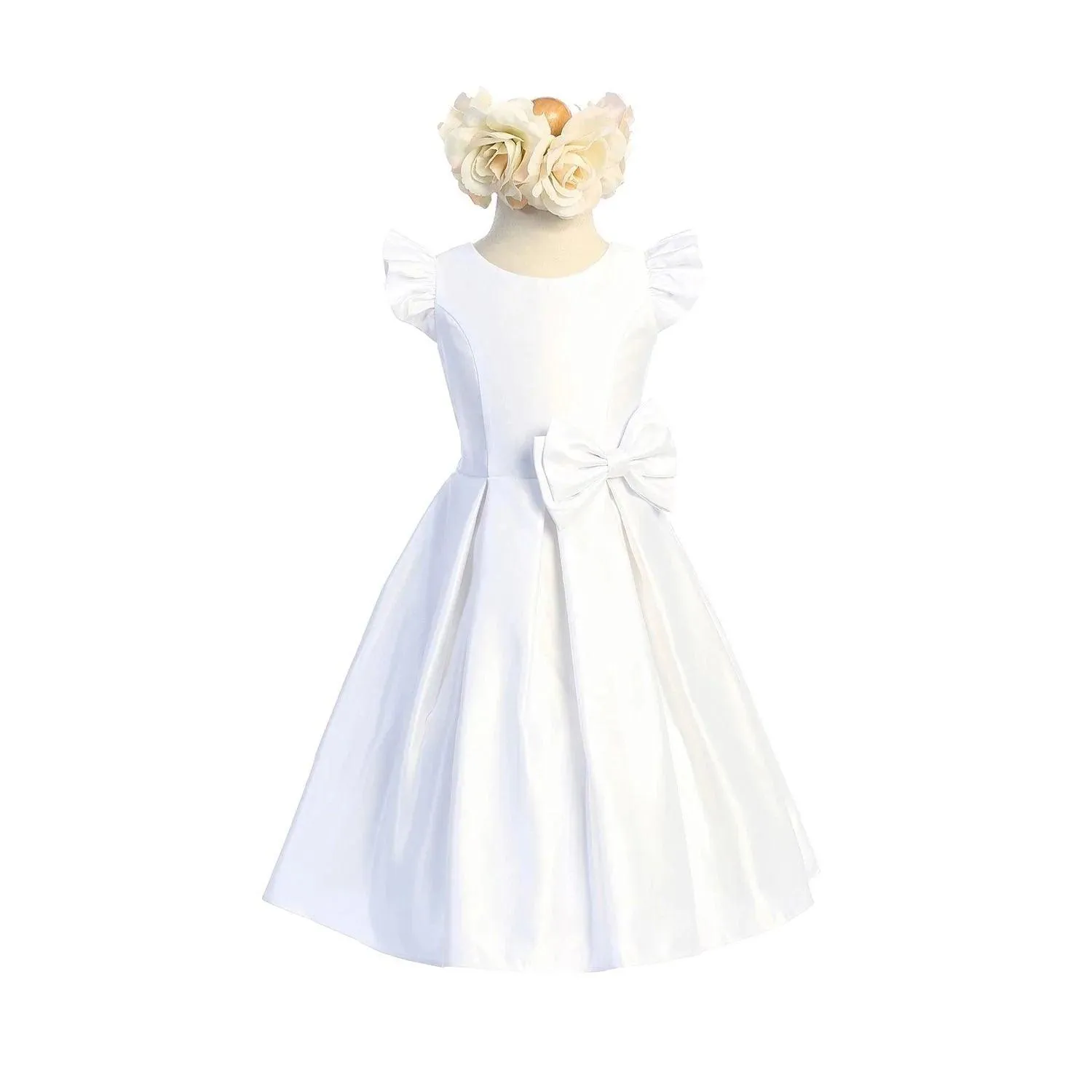 Satin pleated flutter sleeve with bow detail - SK930