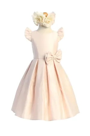 Satin pleated flutter sleeve with bow detail - SK930