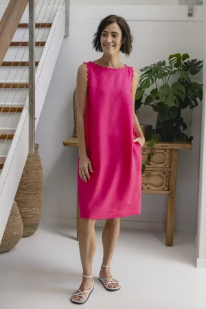 Scallop Edge Shift Dress - Pink