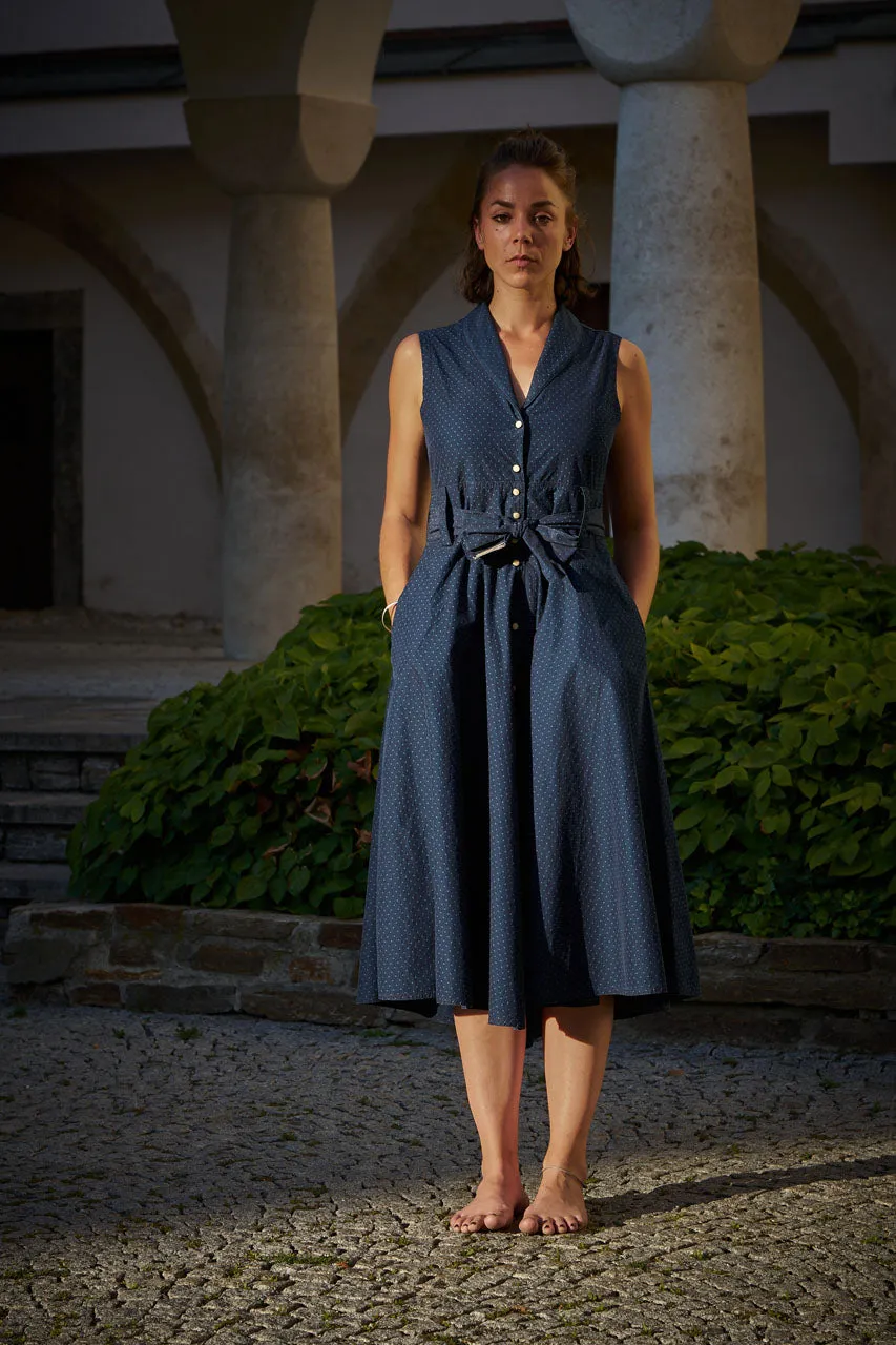 Scarti Lab Sleeveless Buttoned Dress W404-SB317 Indigo