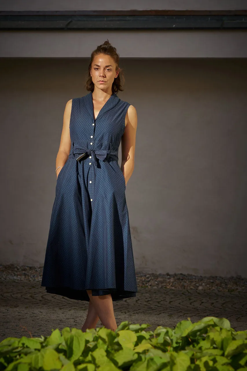 Scarti Lab Sleeveless Buttoned Dress W404-SB317 Indigo