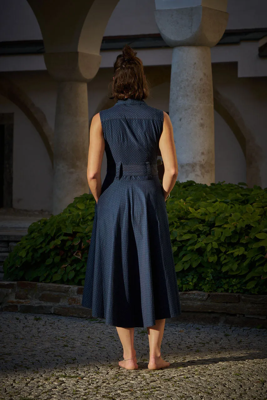 Scarti Lab Sleeveless Buttoned Dress W404-SB317 Indigo