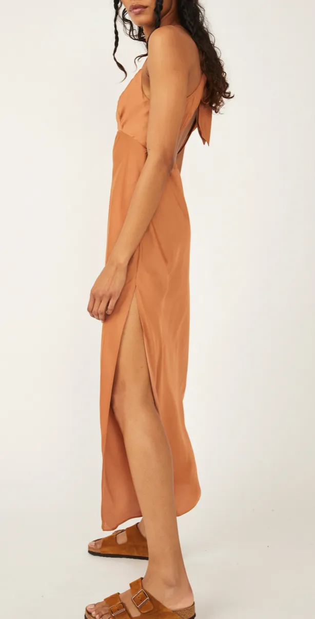 Scoop Neck Side Slit Midi Dress