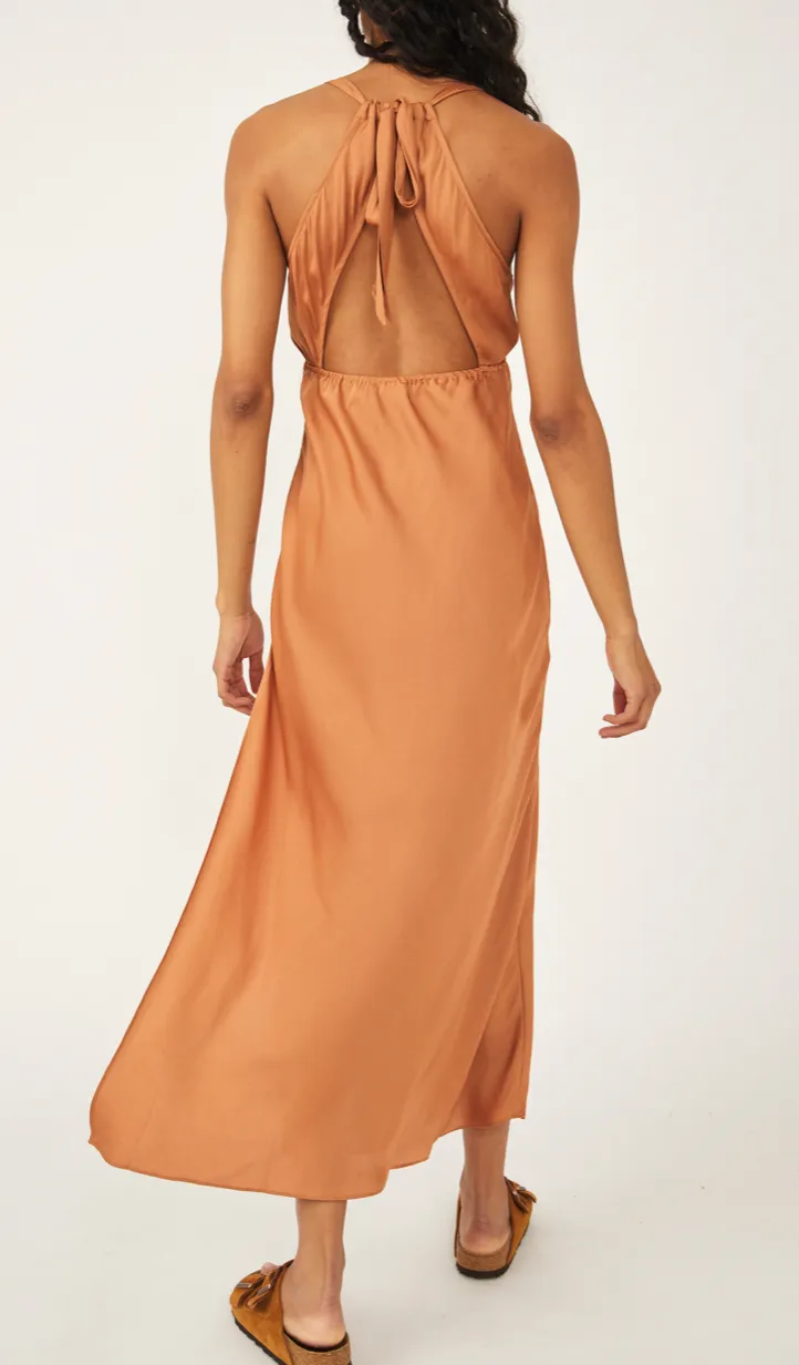 Scoop Neck Side Slit Midi Dress