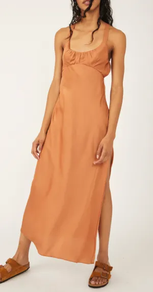 Scoop Neck Side Slit Midi Dress