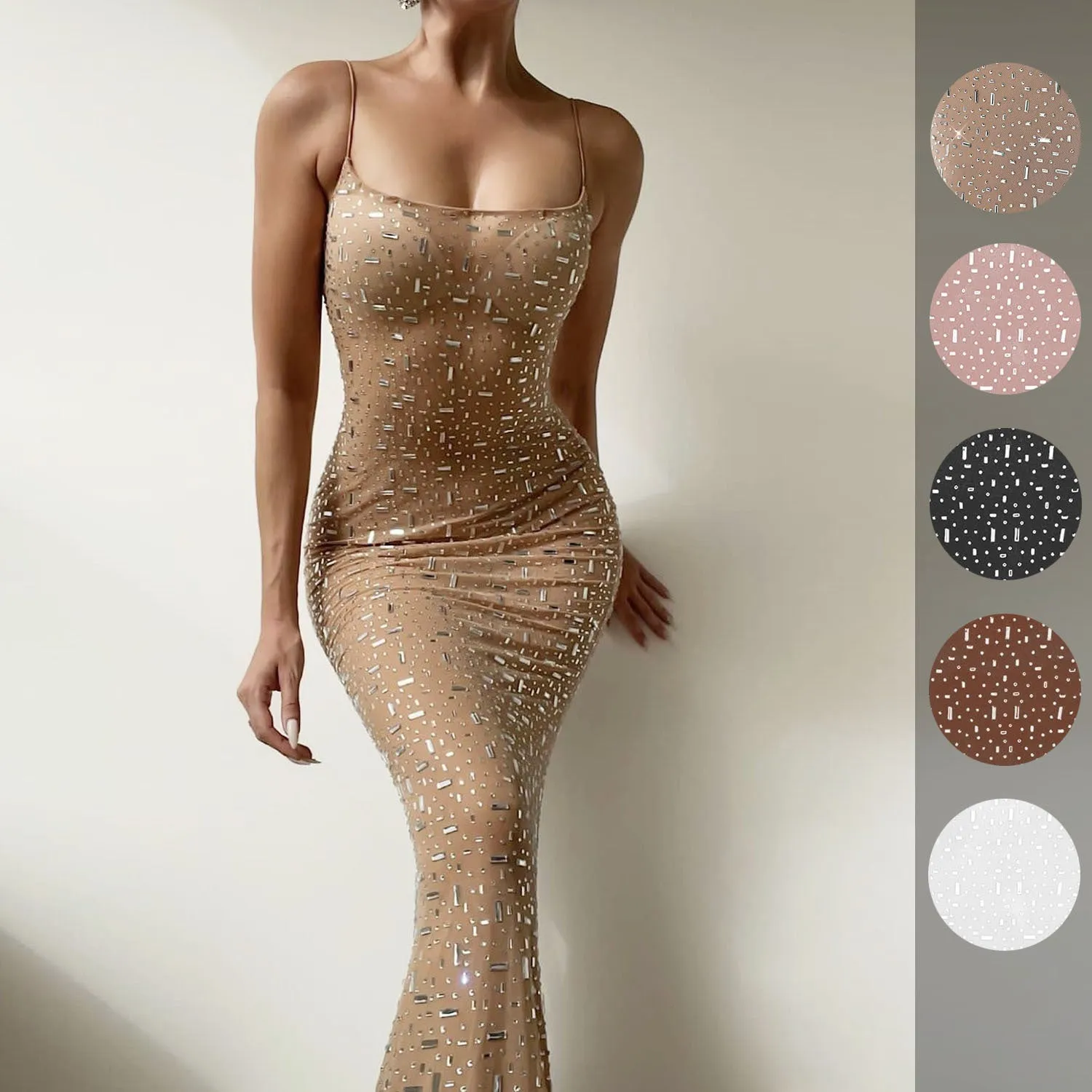 Sexy Bright Diamond Mermaid Long Party Dresses