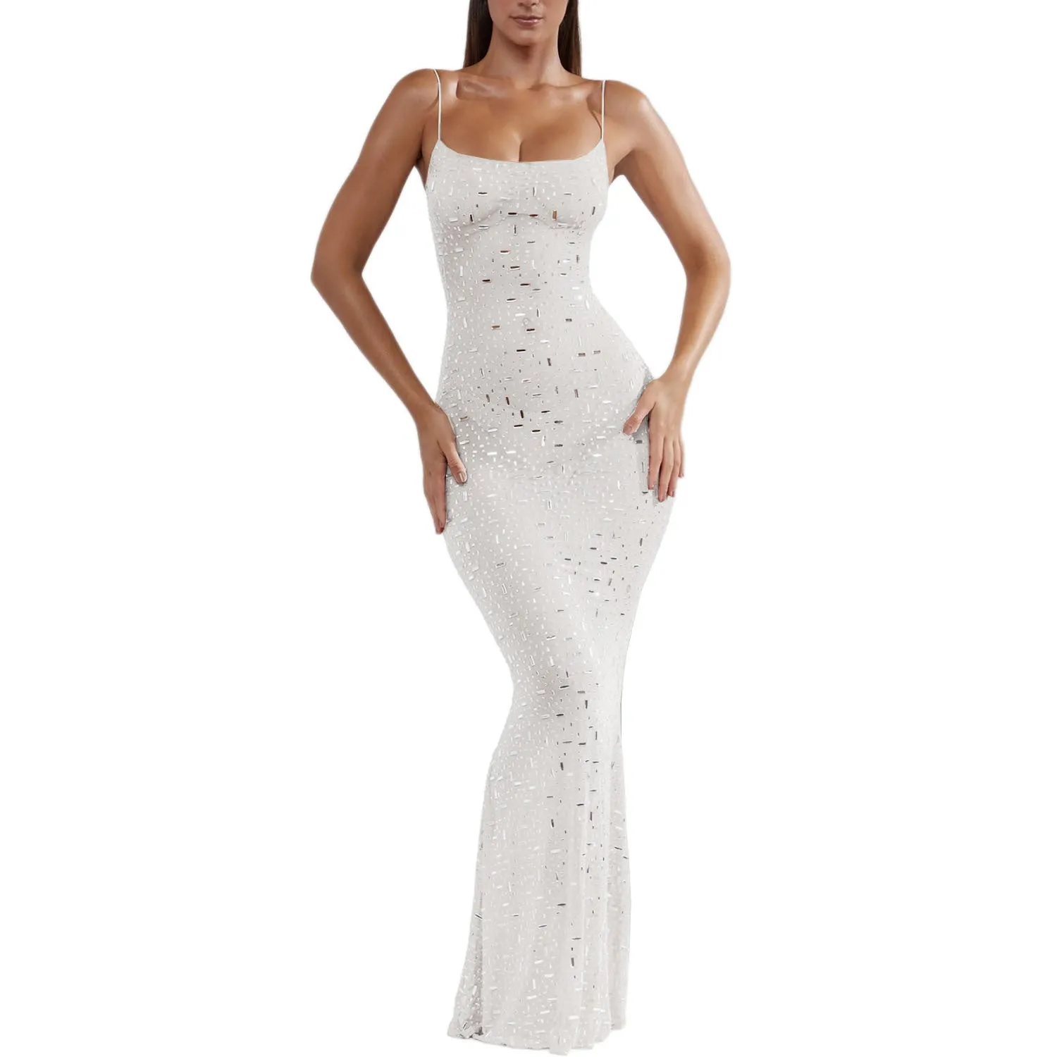 Sexy Bright Diamond Mermaid Long Party Dresses