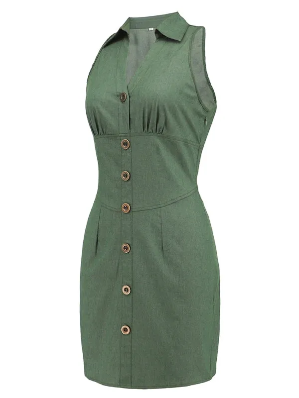 Sexy Sleeveless Ladies V Neck Solid Thin Dresses