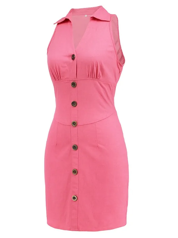 Sexy Sleeveless Ladies V Neck Solid Thin Dresses