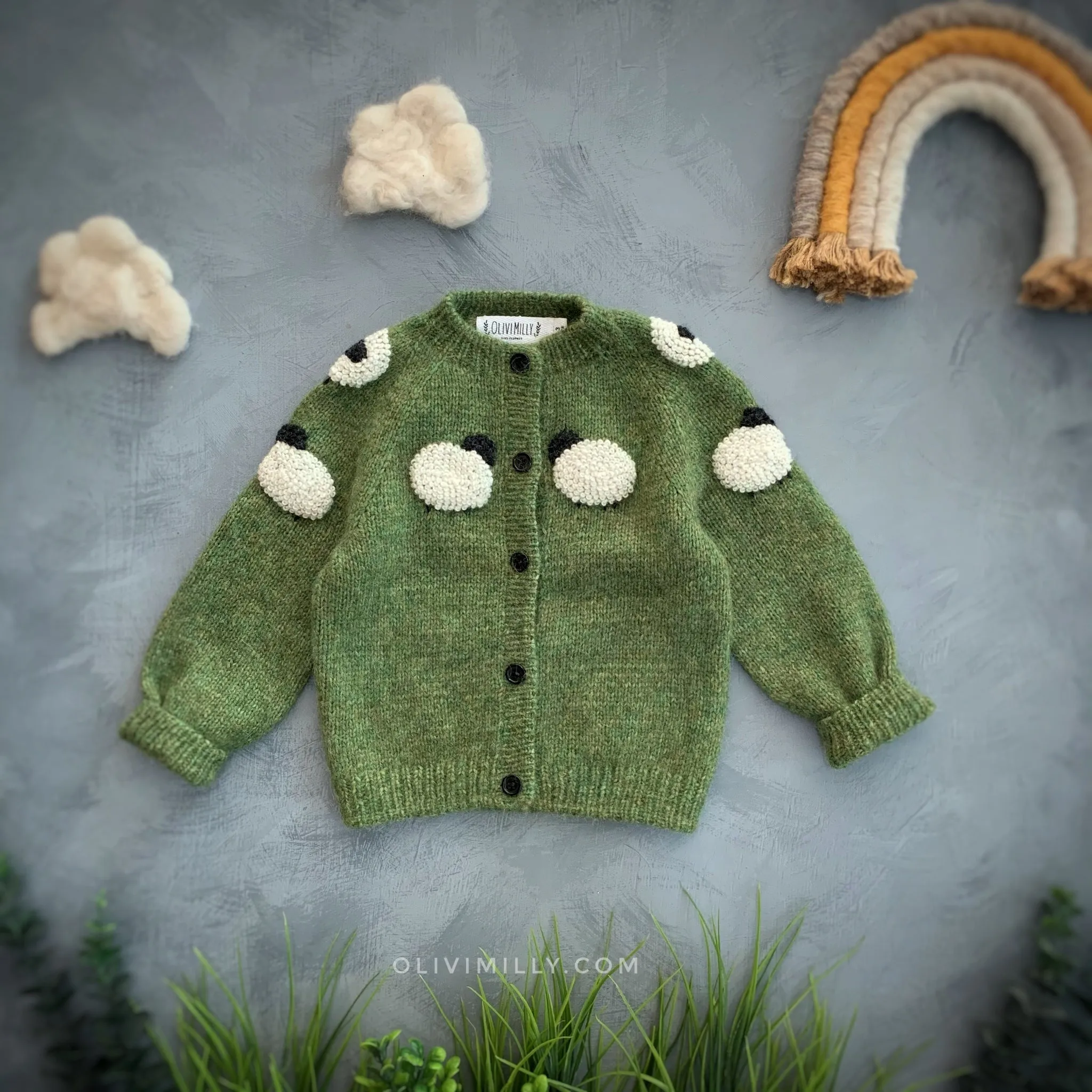 Sheep cardigan | Moss Green