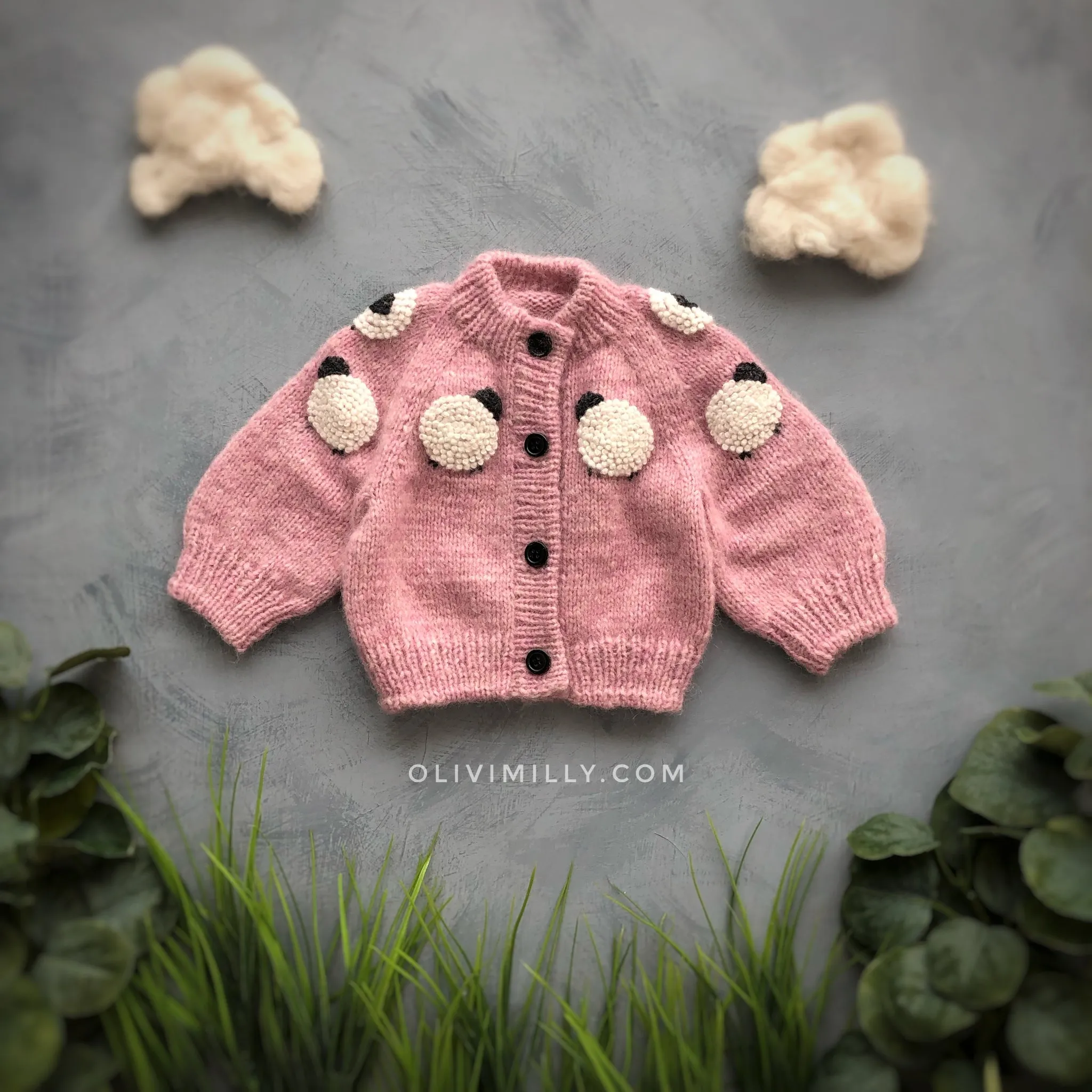 Sheeps cardigan |powder pink| in stock (0-3m / 3-6m)