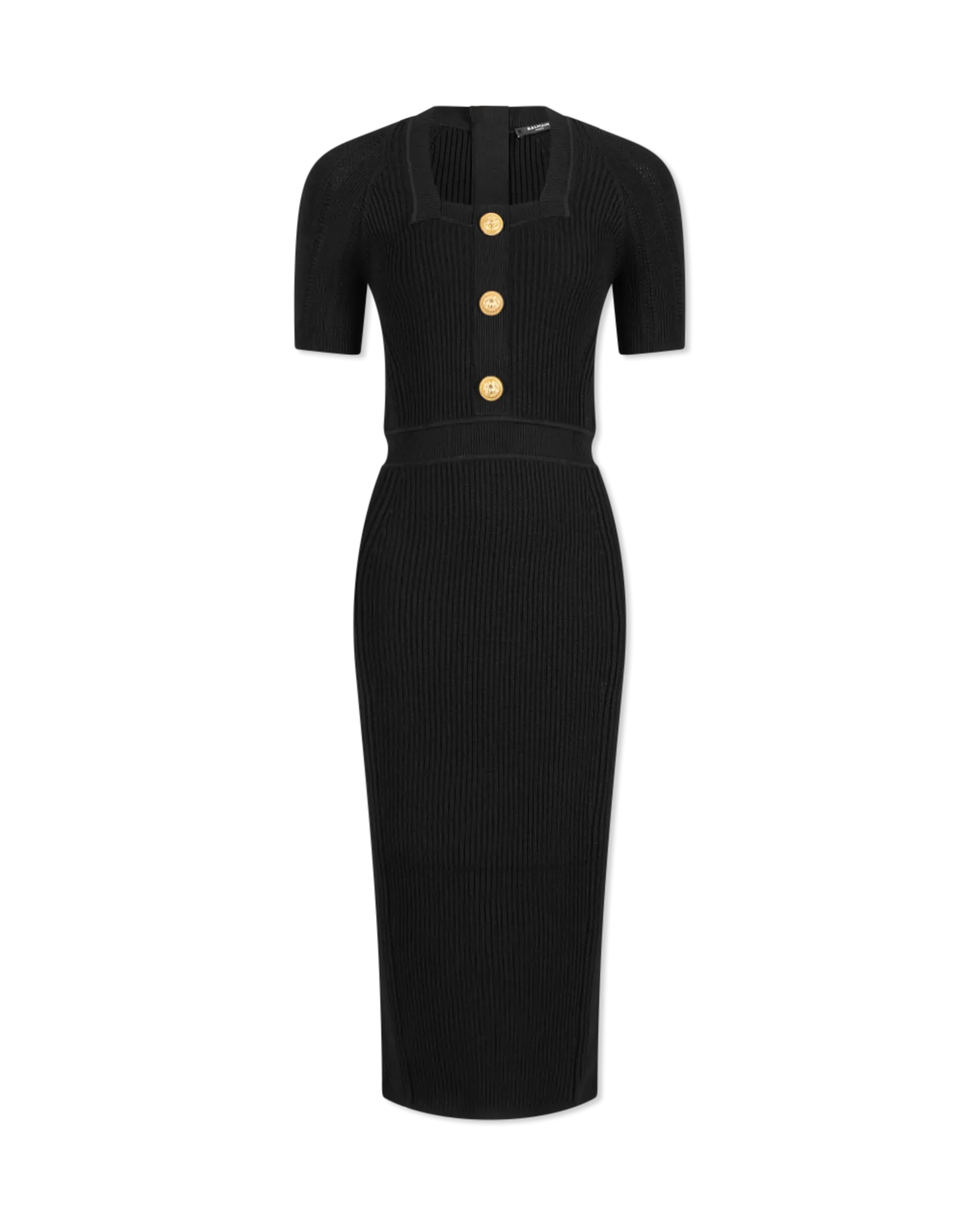 Short Sleeve Ribbed Knit Midi Dress
