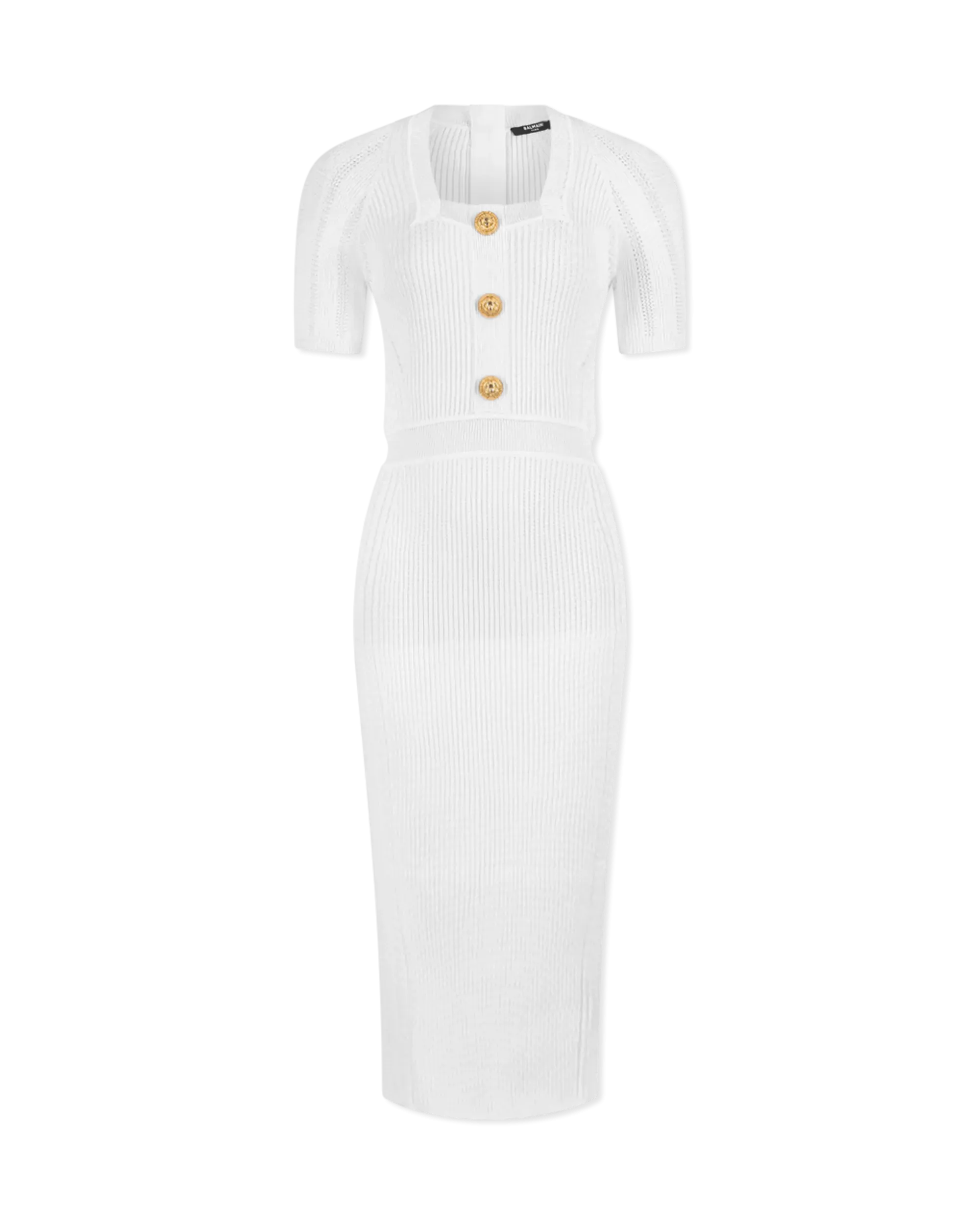 Short Sleeve Ribbed Knit Midi Dress