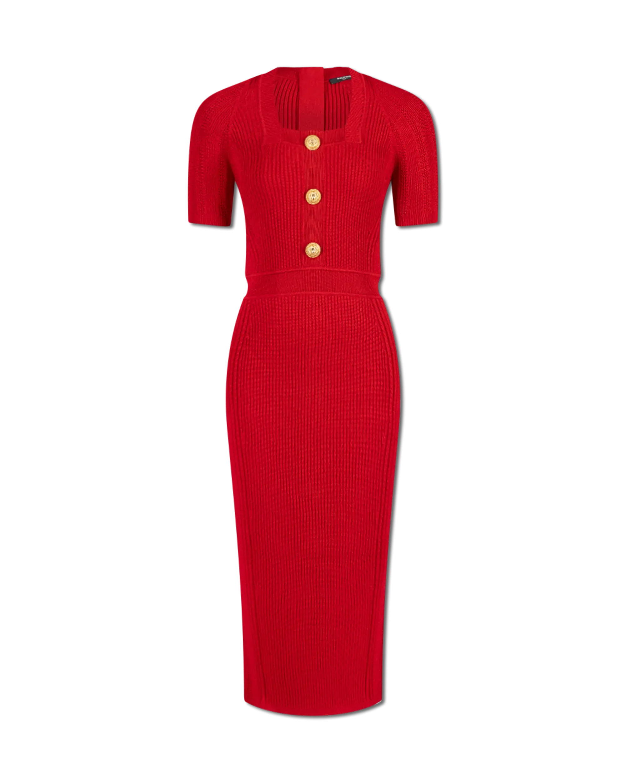 Short Sleeve Ribbed Knit Midi Dress