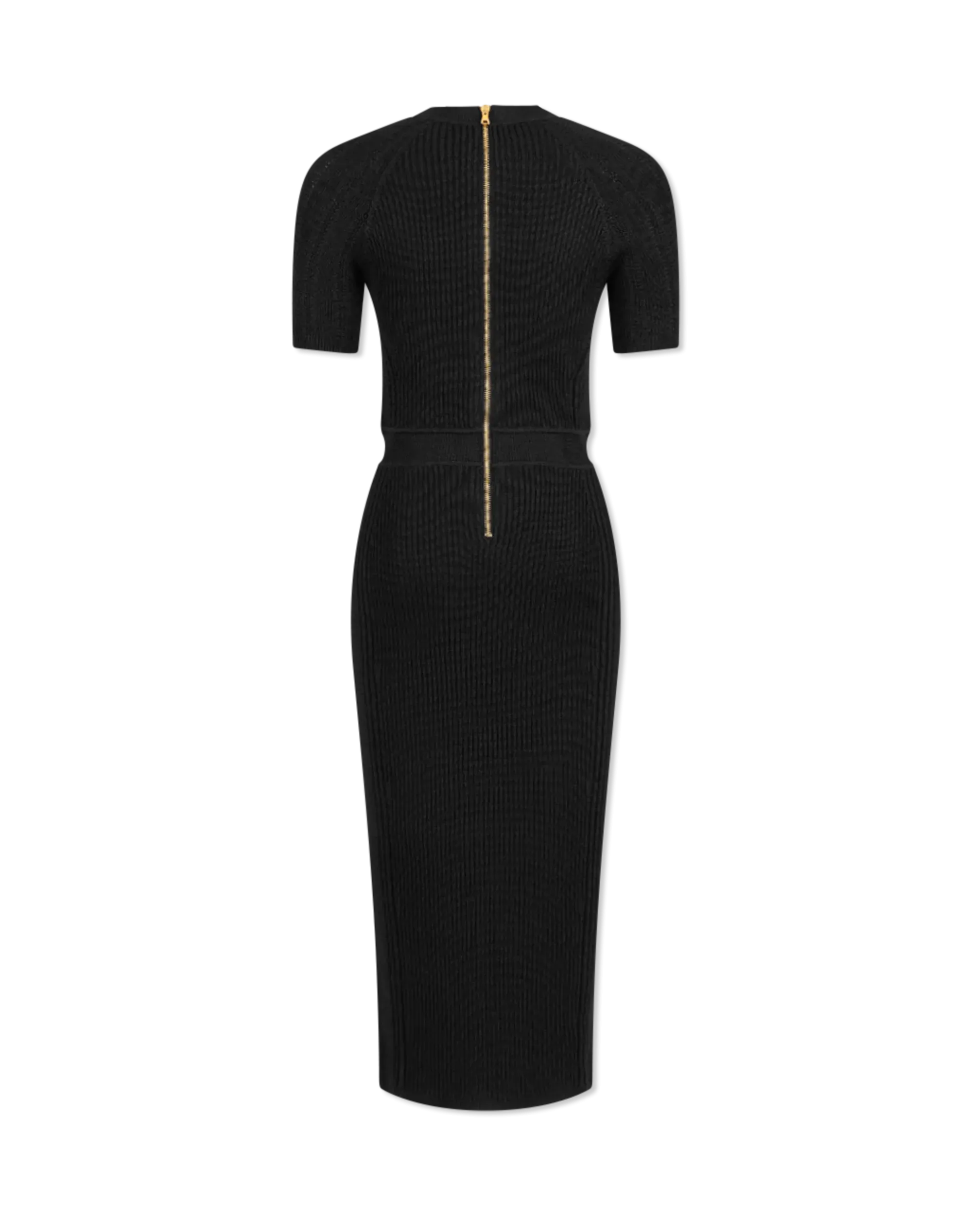 Short Sleeve Ribbed Knit Midi Dress