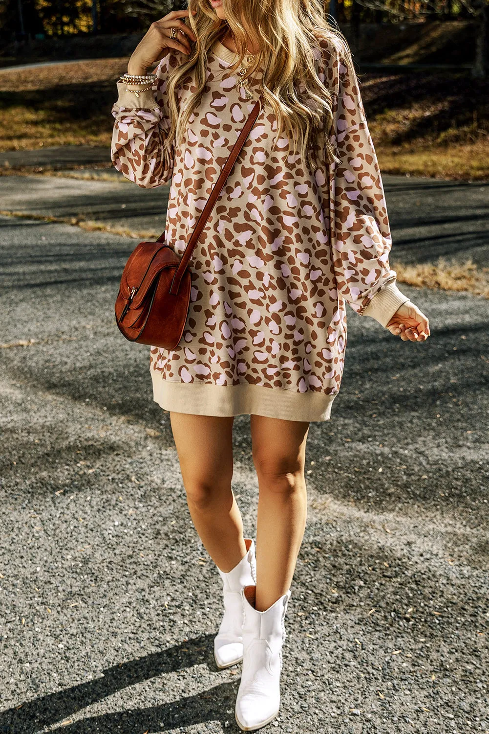 Side Pockets Long Sleeve Mini Dress