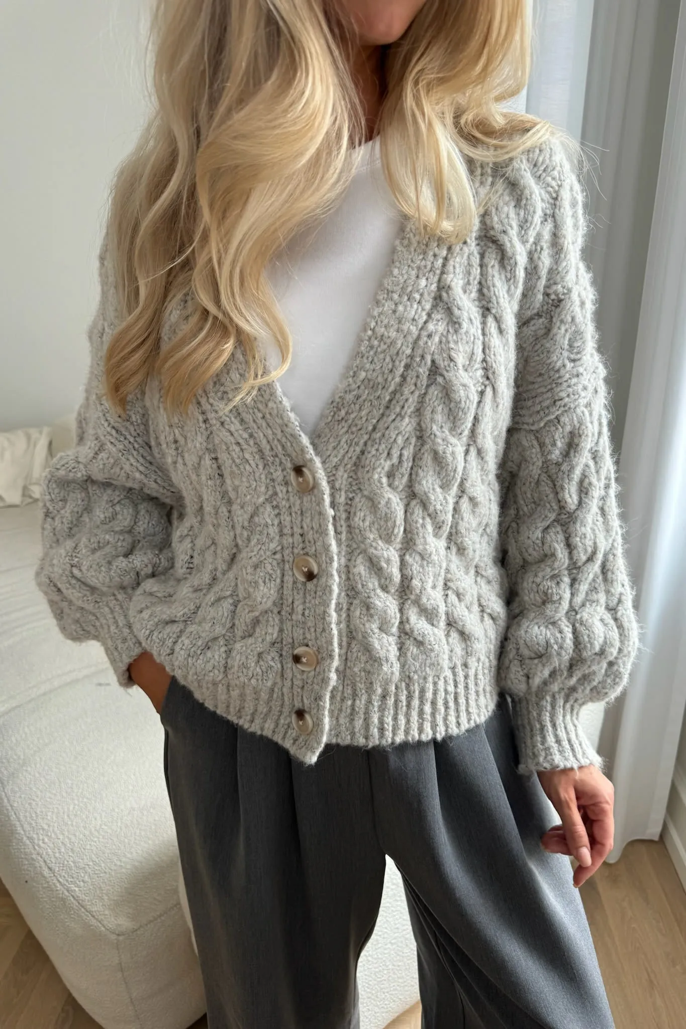 SiggaIC Cardigan - Lysegrå