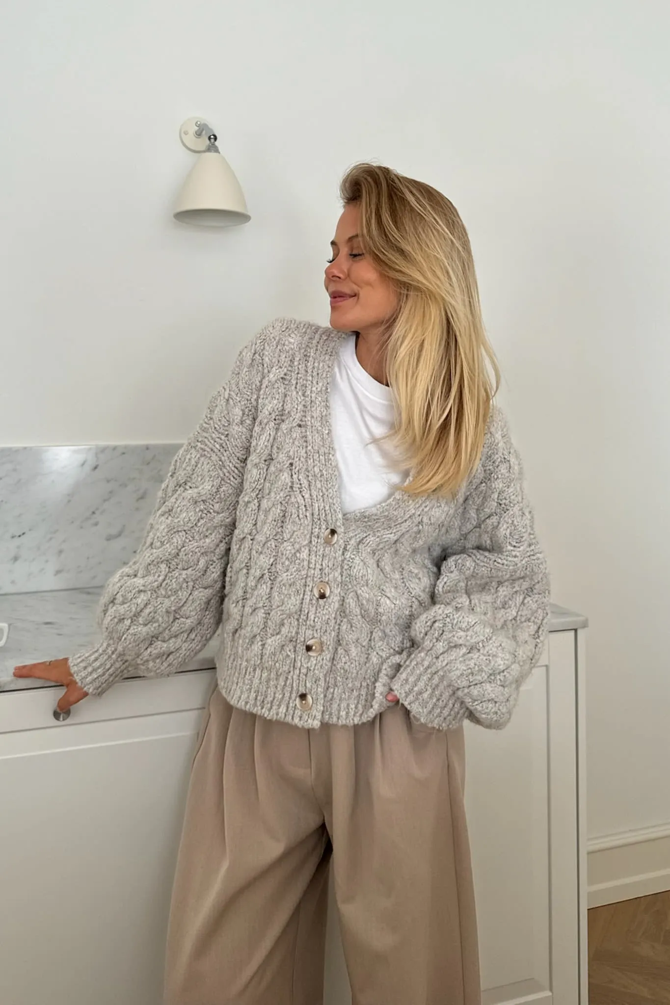 SiggaIC Cardigan - Lysegrå